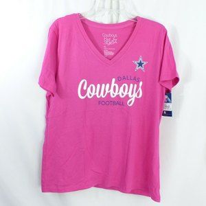 Dallas Cowboys NFL Womens Ladies Pink V Neck Shirt Football XL